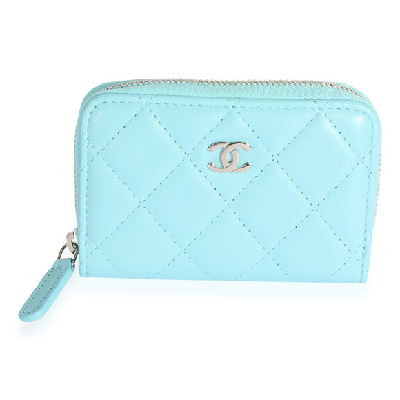 Chanel Jewelry - Chanel Light Blue Quilted Lambskin Zippy Card Holder Wallet